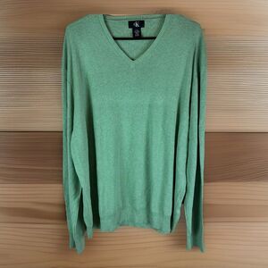 Calvin Klein Men’s V-Neck Green Cotton Sweater Size XXL